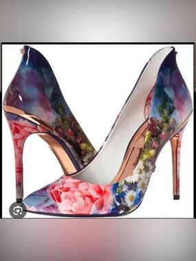 Ted Baker Floral Pointed Toe Stiletto Heels - Pink & Purple